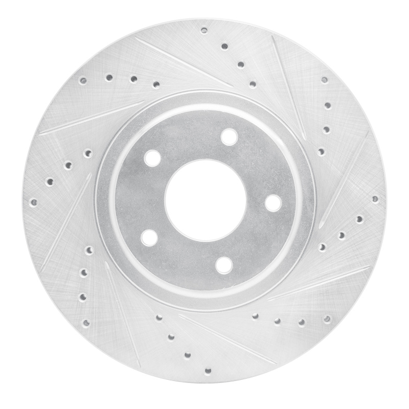 Nissan Maxima Brake Rotor (1) - Front Right - R1 Concepts - Drilled & Slotted - Silver - `03-`05